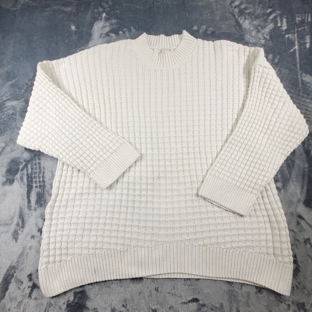 BDG Urban Outfitters Waffle Knit Sweater Cream White Textured Oversized Small